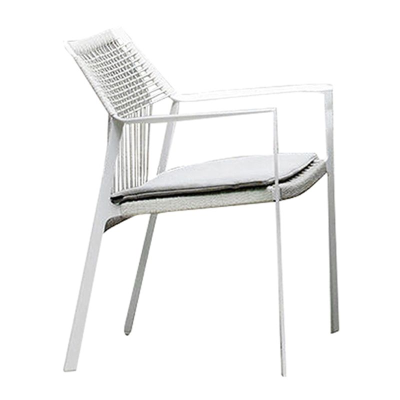 Industrial Outdoors Dining Chairs with Rattan Back and Aluminum Base