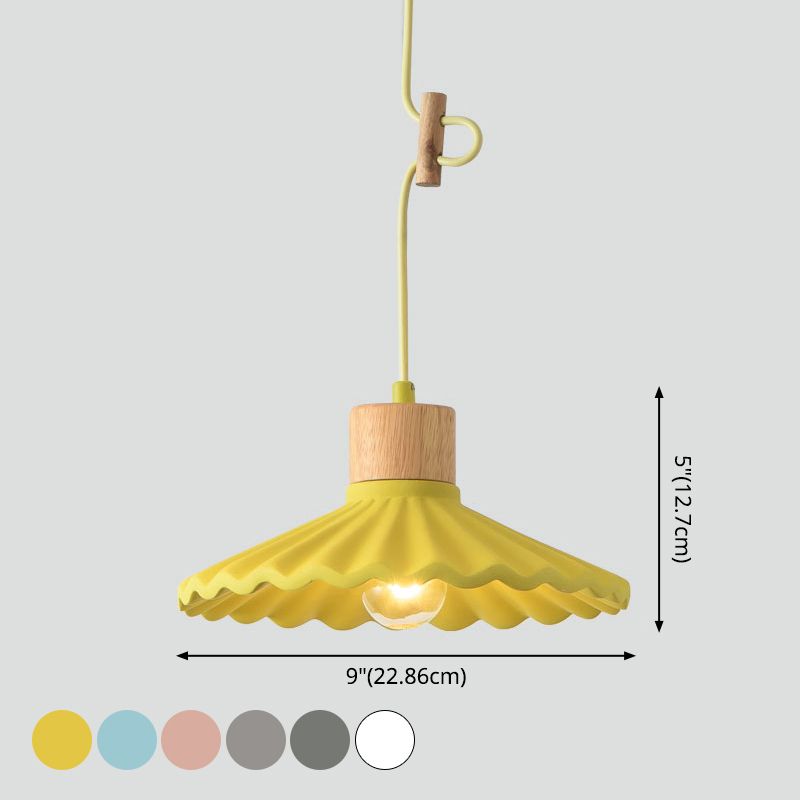 Modern Mini Colorful Pendant Light Lovely Cement Saucer Shade Single Pendant Light for Bedroom