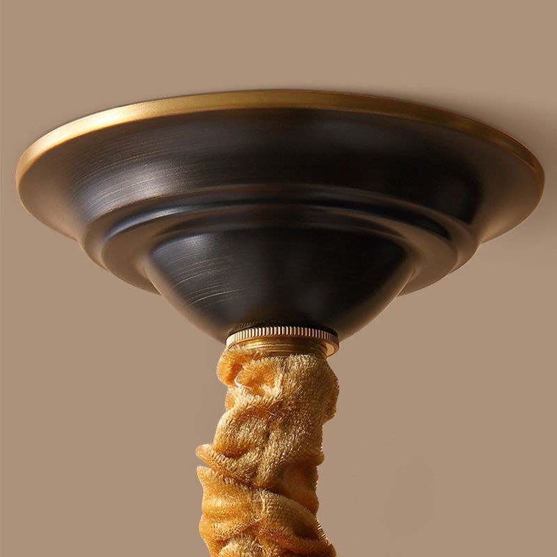 American Brass Chandelier Branch Black Pendant Lamps with Glass for Living Room