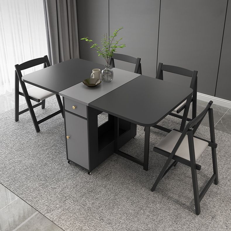 Modern Style Traditional Height Dining Set with Drop Leaf Table and Trestle Base for Home Use