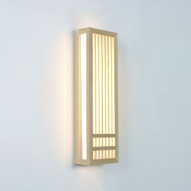 Luces de apliques de pared rectangular de estilo contemporáneo madera 1 lámpara de luz