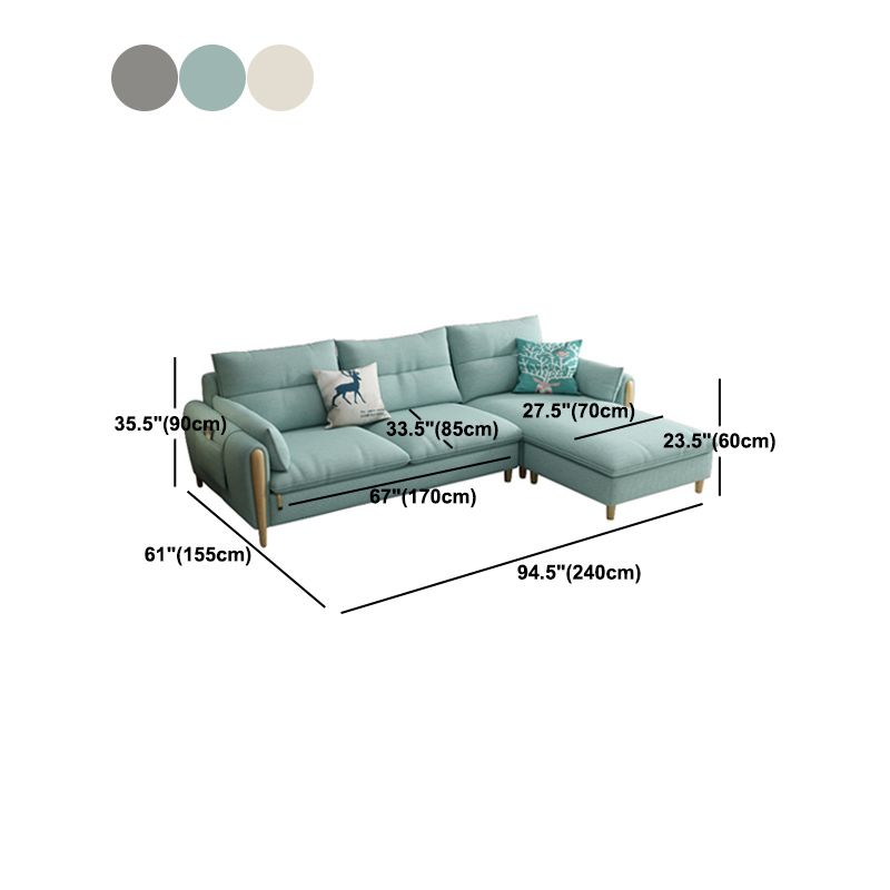Contemporary Fabric Living Room Square Arm Cushions Sofa Chaise