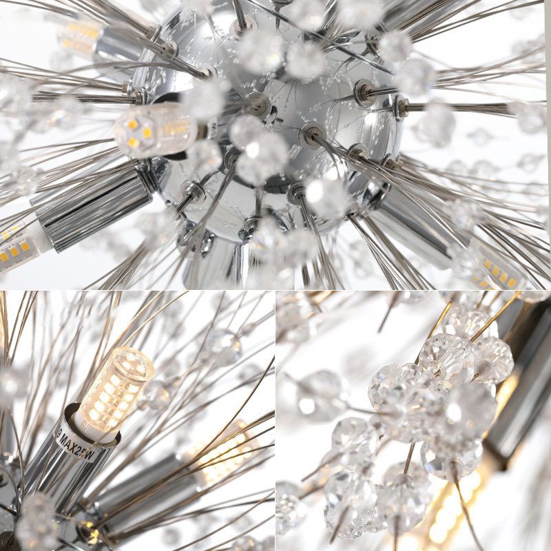 Sputnik Island Lamp Contemporary Hanging Light with Crystal for Dining Room