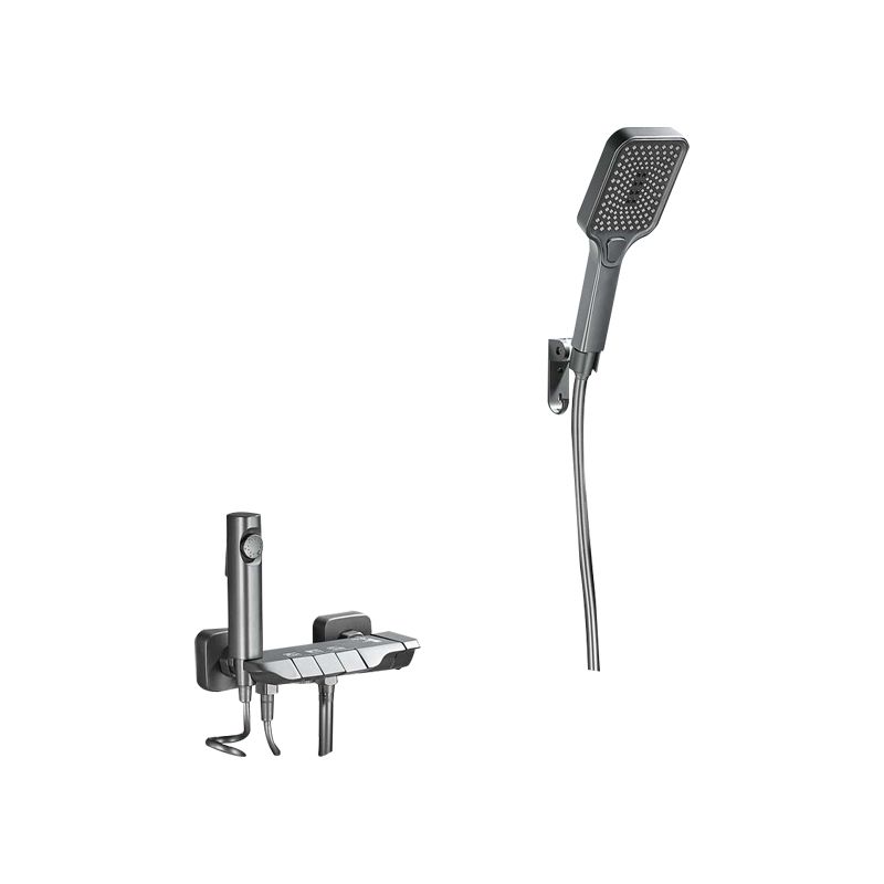 Square Shower Set Adjustable Spray Pattern Wall-Mounted Shower Set with Handshower