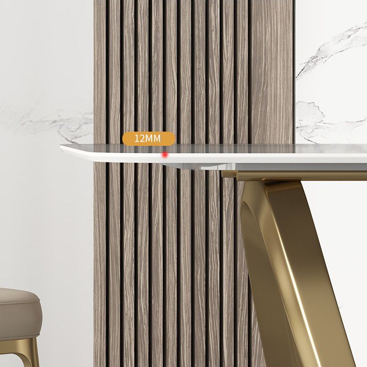 Minimalist Sintered Stone Dining Room Set Standard Height with Trestle Base Dining Set