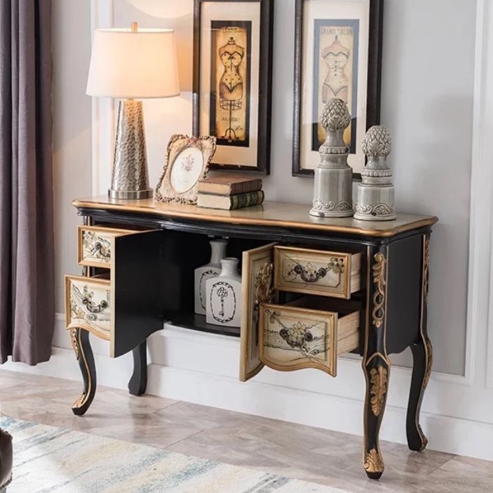 French Country Wooden Console Table Rectangle Console Sofa Table for Hall