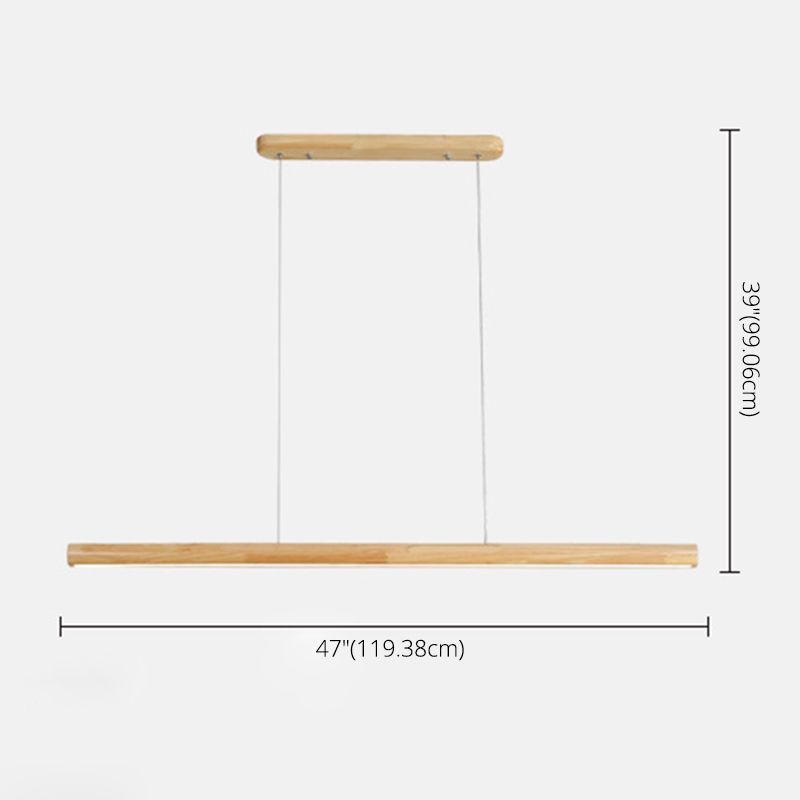 Noordse staafvormige eilandlamp houten eetkamer led lineair hanger licht in beige