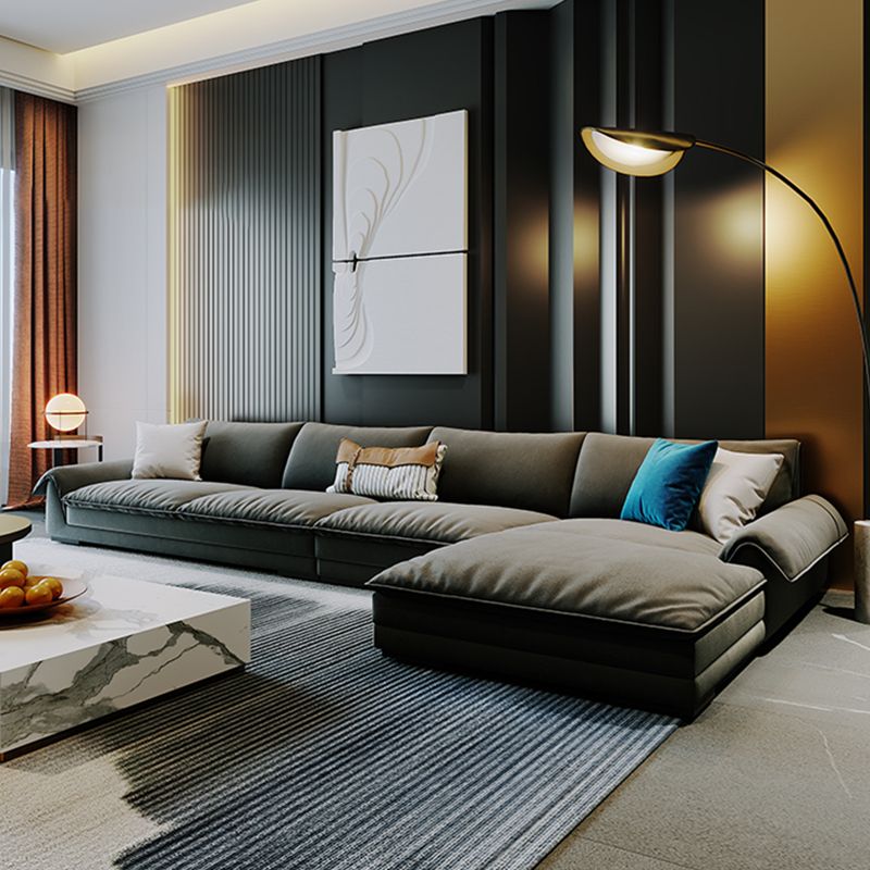 Contemporary Stationary Fabric Living Room Flared Arm Pillows Seating