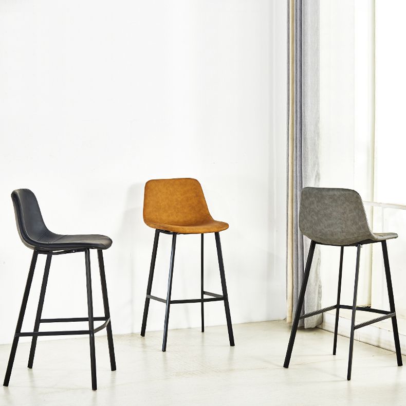 Industrial Bucket Counter Stool Leather Footrest Counter Bar Stool for Cafe