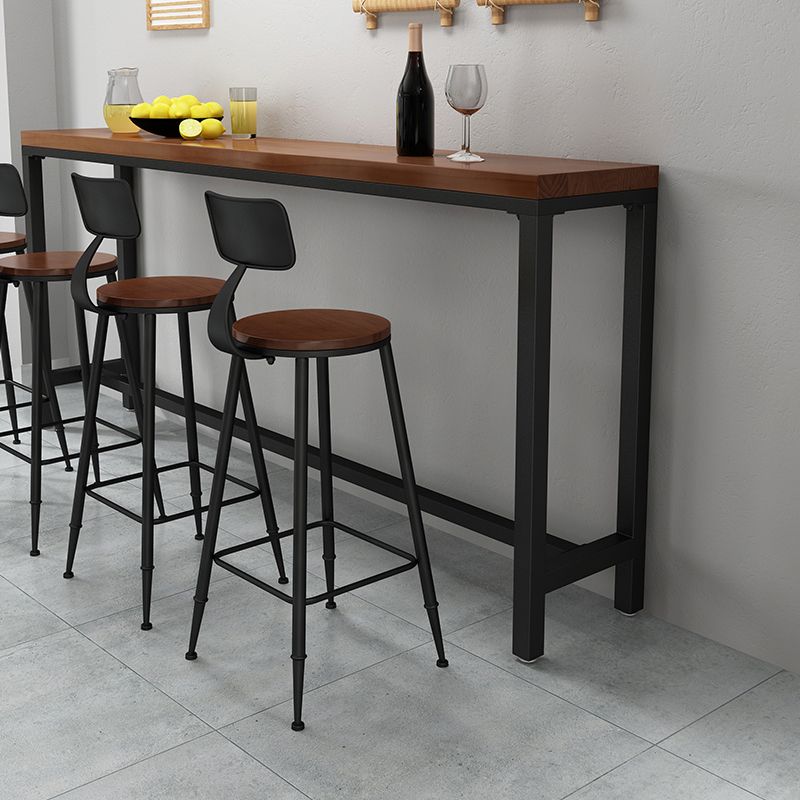Industrial Low Back Counter & Bar Stool in Black and Brown for Restaurant