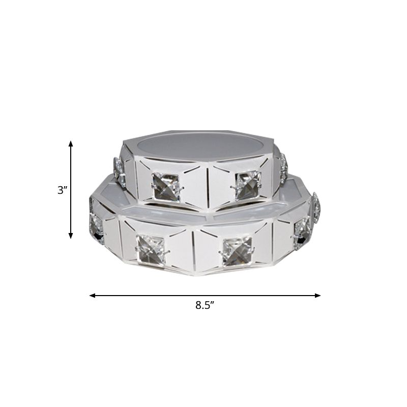 Minimale 2-laags geometrische plafondverlichting Acryl veranda LED-kristalinbouwlamp in chroom met uitgehold ontwerp