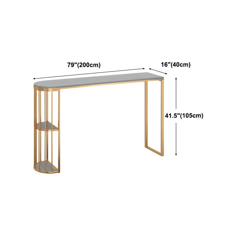 Glam Gold Iron Bar Table Faux Marble Gray Specialty Top 41.3"H Bistro Table with Storage