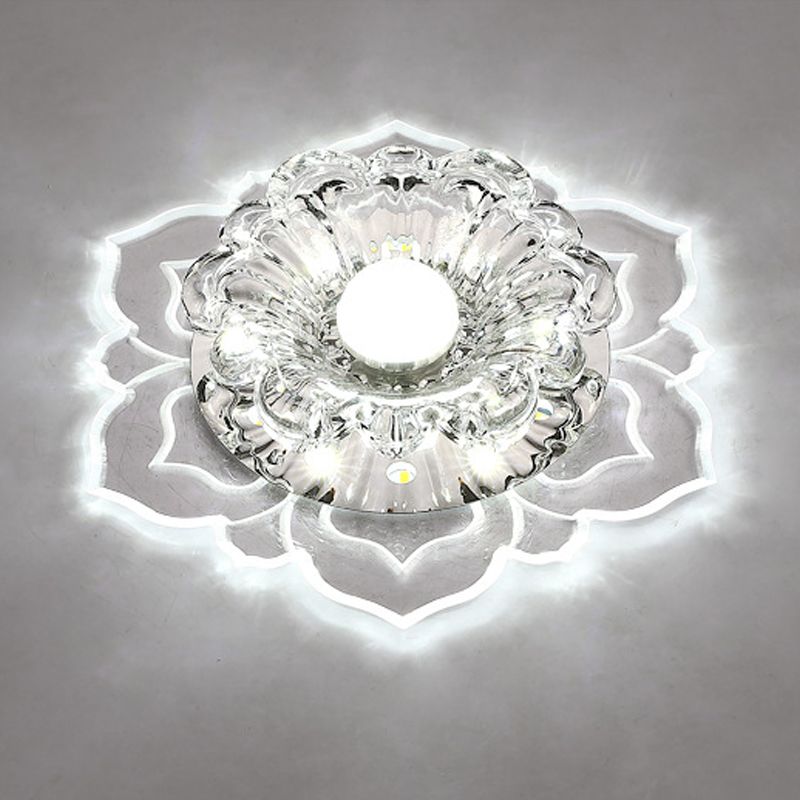 Lámpara de techo empotrada en forma de flor de estilo contemporáneo con orificio de cristal de 2-3,5 pulgadas de diámetro