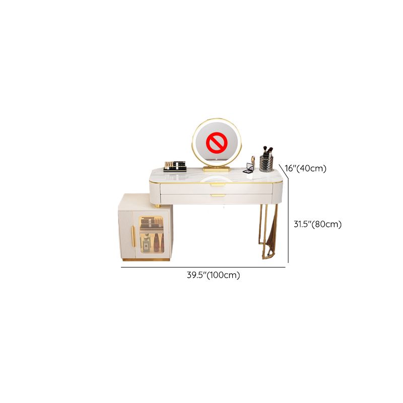 Glam Style Vanity Dressing Table with 2 Drawers and Stone Top