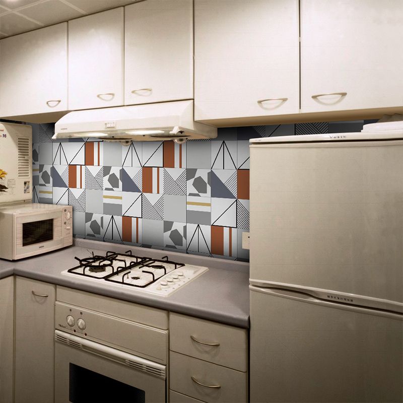 Modern Geometric Stick Wallpaper Panel 5 Pcs Grey Pick-Up Sticks Wall Art for Restaurant