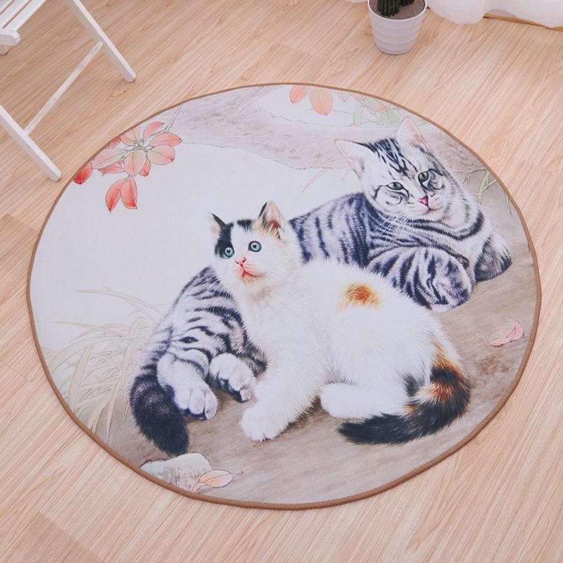 Cute Bedroom Rug Multi Color Anmial Printed Area Carpet PVC Easy Care Stain-Resistant Indoor Rug