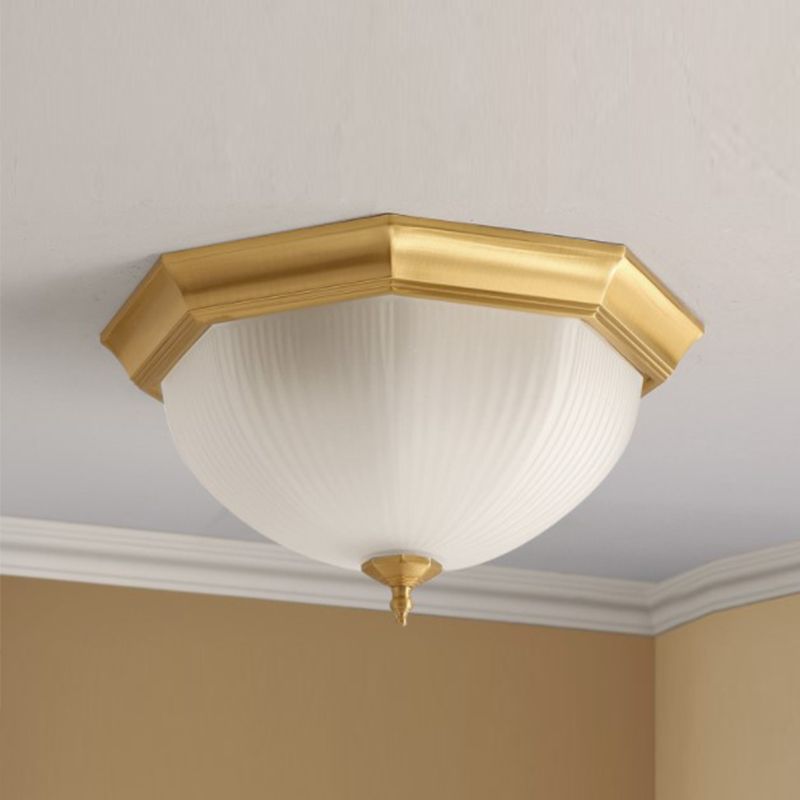 Glass Flush Mount Ceiling Light Brass Ceiling Lighting in Gold for Living Room Dining Room