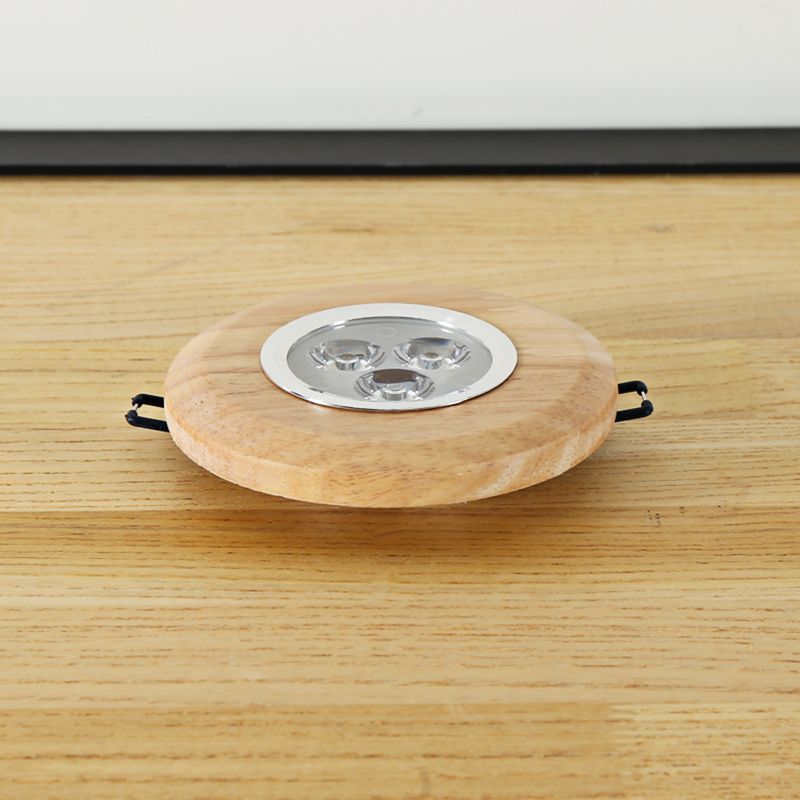 Plafonnier LED pour couloir circulaire, luminaire de plafond en bois de Style concis moderne