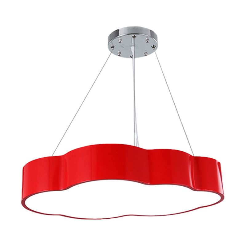 Modernist Cloud Suspension Lighting Acrylic LED Playroom Ceiling Chandelier in Red/Yellow/Green