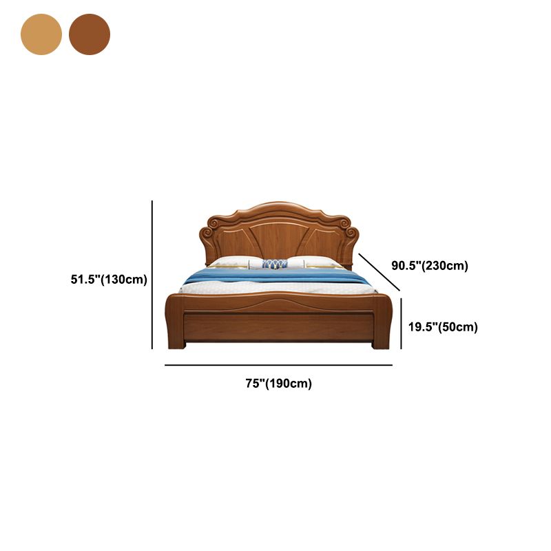 Traditional Panel Camelback with Headboard Pine Wood Standard Bed