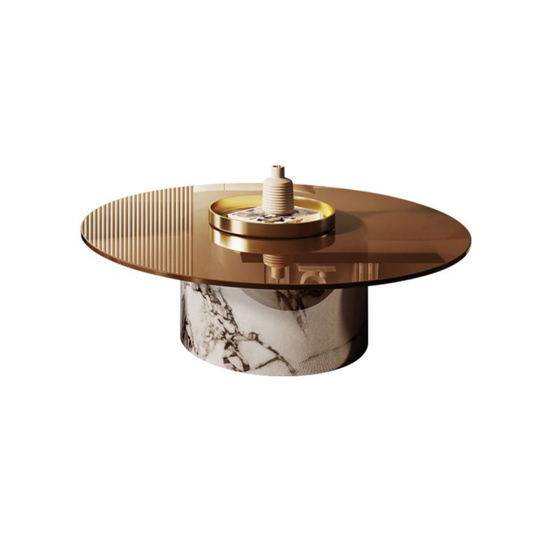 Round No Distressing Coffee Table Glass Pedestal Tropical Single Coffee Table