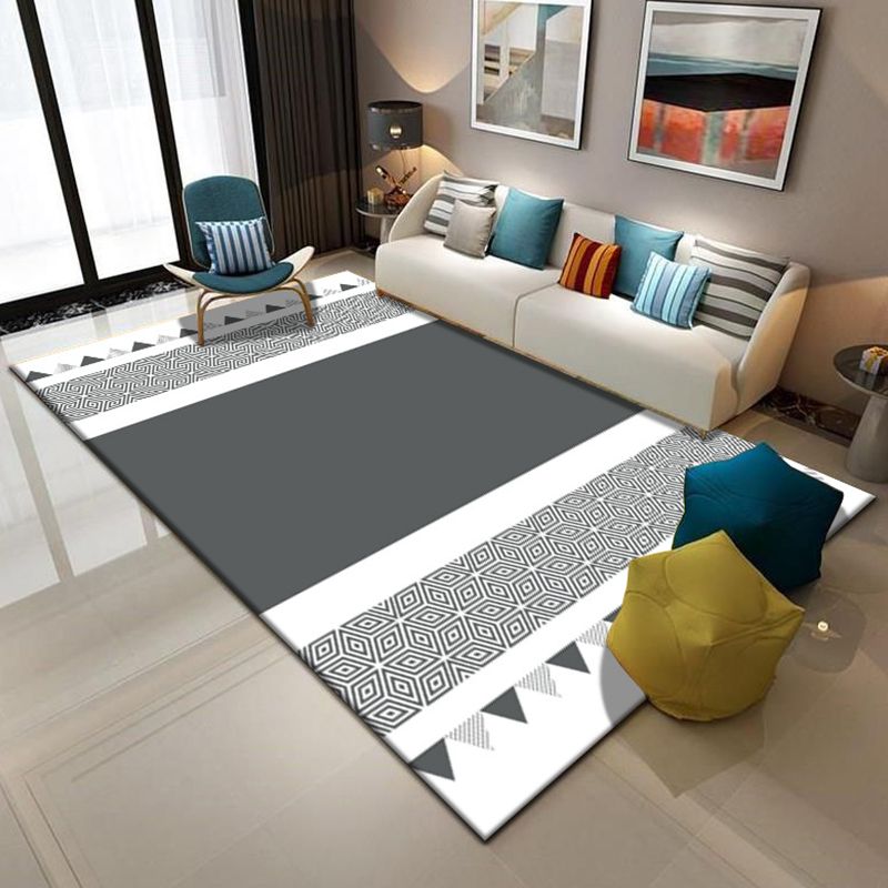 Multicolor Home Decoration Rug Scandinavian Geometric Carpet Polyester Washable Anti-Slip Backing Stain Resistant Rug