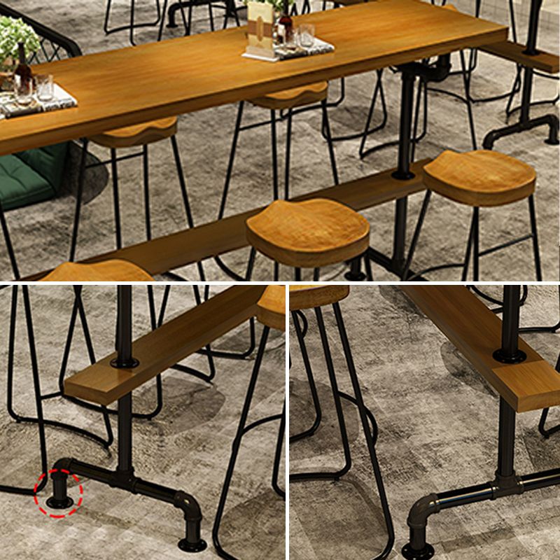 Industrial Bar Height Pub Table Iron Frame Counter Height Dining Table