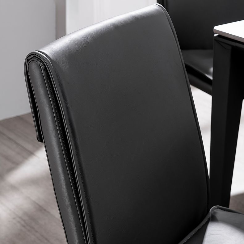 Modern Indoor-Outdoor Dining Room Chairs Leather Dining Armless Chairs (Set of 2)