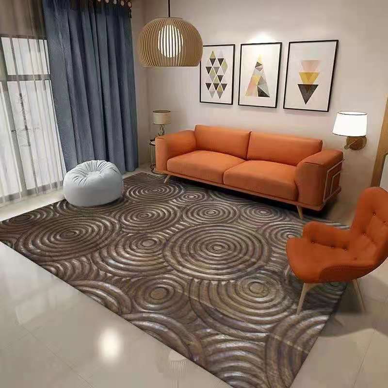 Black Modern Rug Polyester Wave Point Rug Non-Slip Backing Rug for Living Room