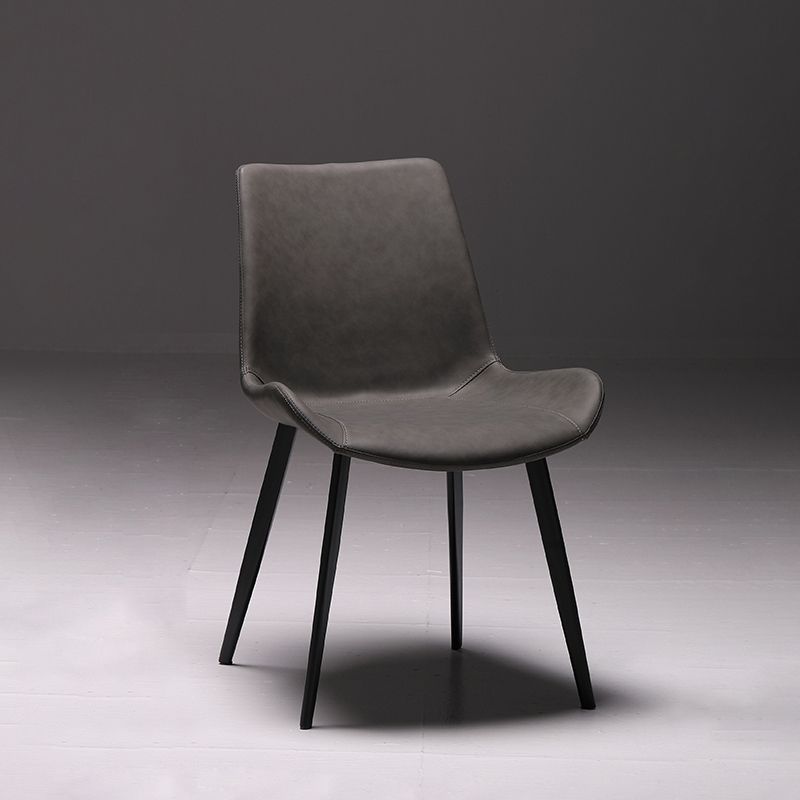 Restaurante contemporáneo Silla lateral de cuero Silla de comedor con respaldo sólido