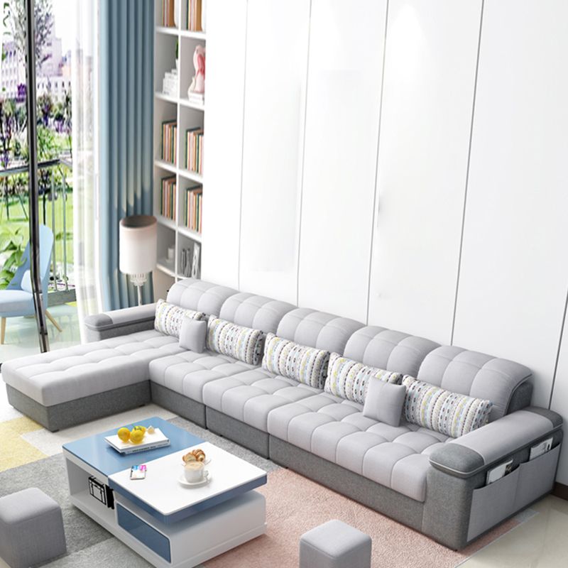 Contemporary Pillow Top Arm Furniture Sectionals in Grey for 3/4/5 People