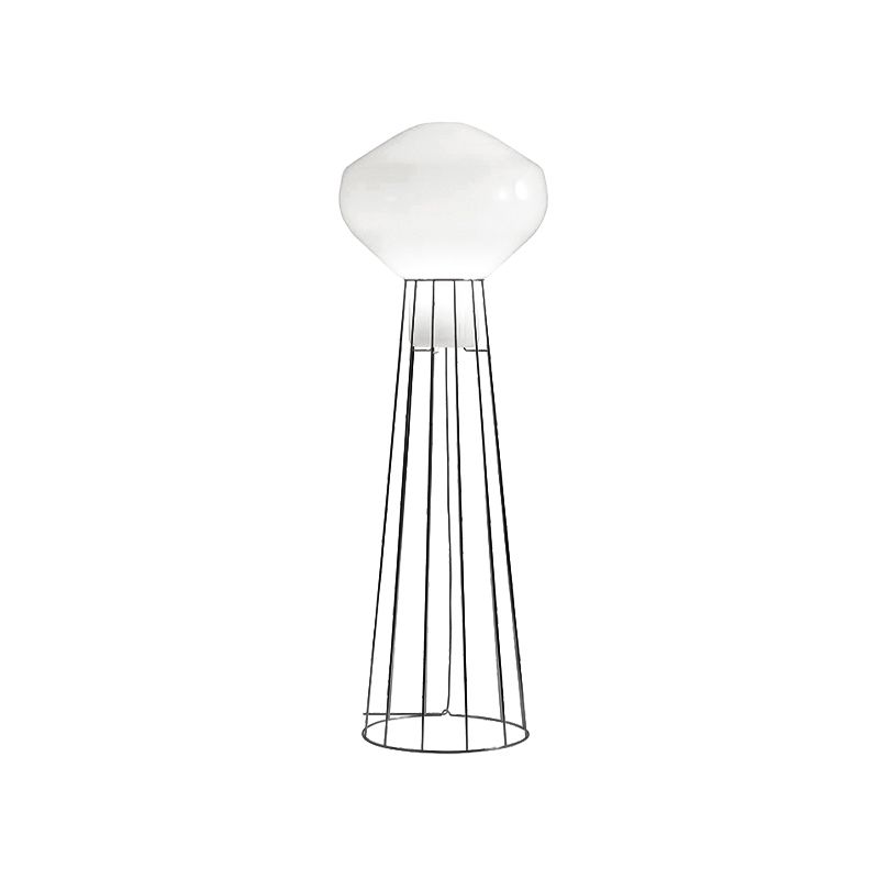 Luz de piso geométrica de oro negro/rosa con jaula de domo simple 1 lámpara de pie de metal de bombilla para sala de estar