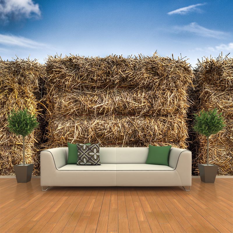 Straw Bales Mural Wall Covering Moisture Resistant for Bedroom Wall Decor