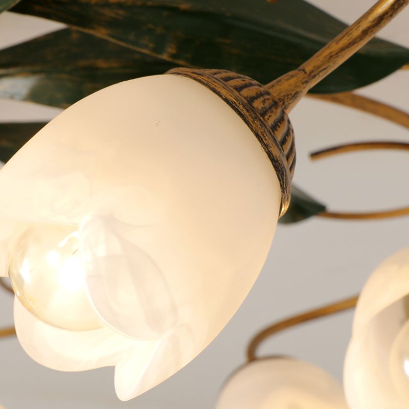 American Style Ceiling Light Iron Ceiling Lamp with Glass Shade for Bedroom