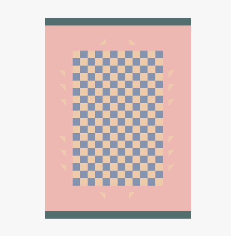 Artistic Modern Rug Pink Check Rug Non-Slip Backing Rug for Living Room