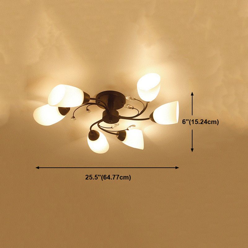Multi Lights Ceiling Mount Light Minimalist Flush Mount Ceiling Light with Glass Shade
