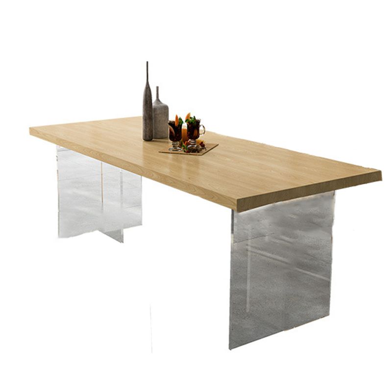 Mesa de top de madera de pino mesa de comedor de lujo tradicional con base de pedestal doble