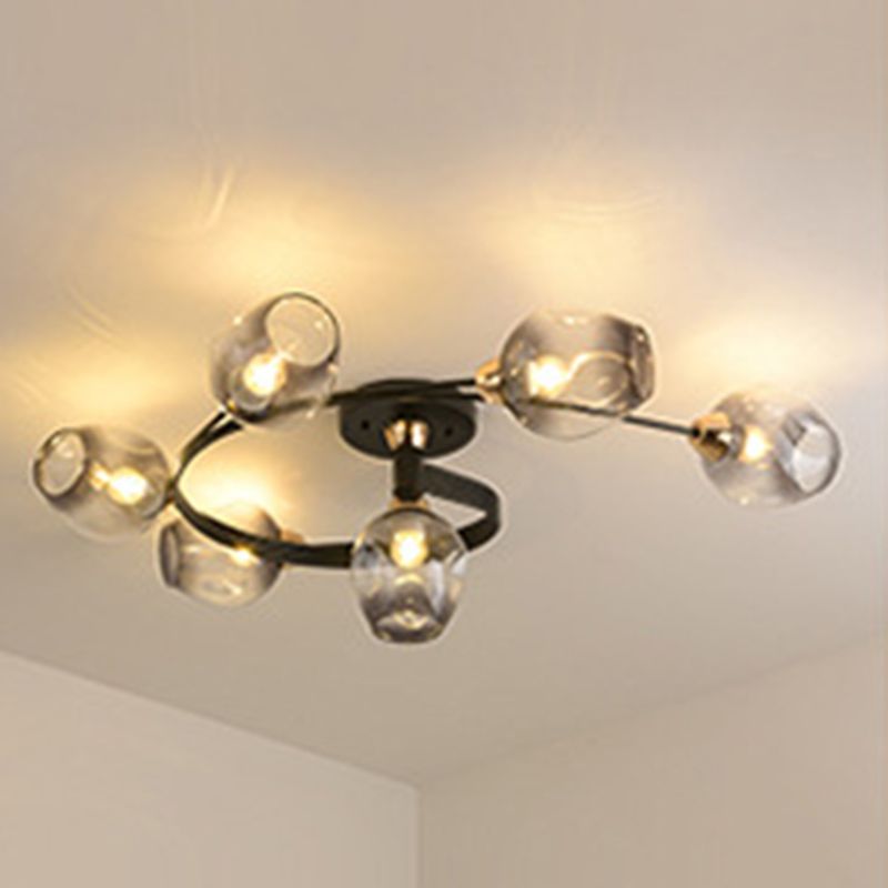 Industrial Dome Shade Unique Flush Mount Ceiling Lights Metal Semi-Flush Mount for Bedroom