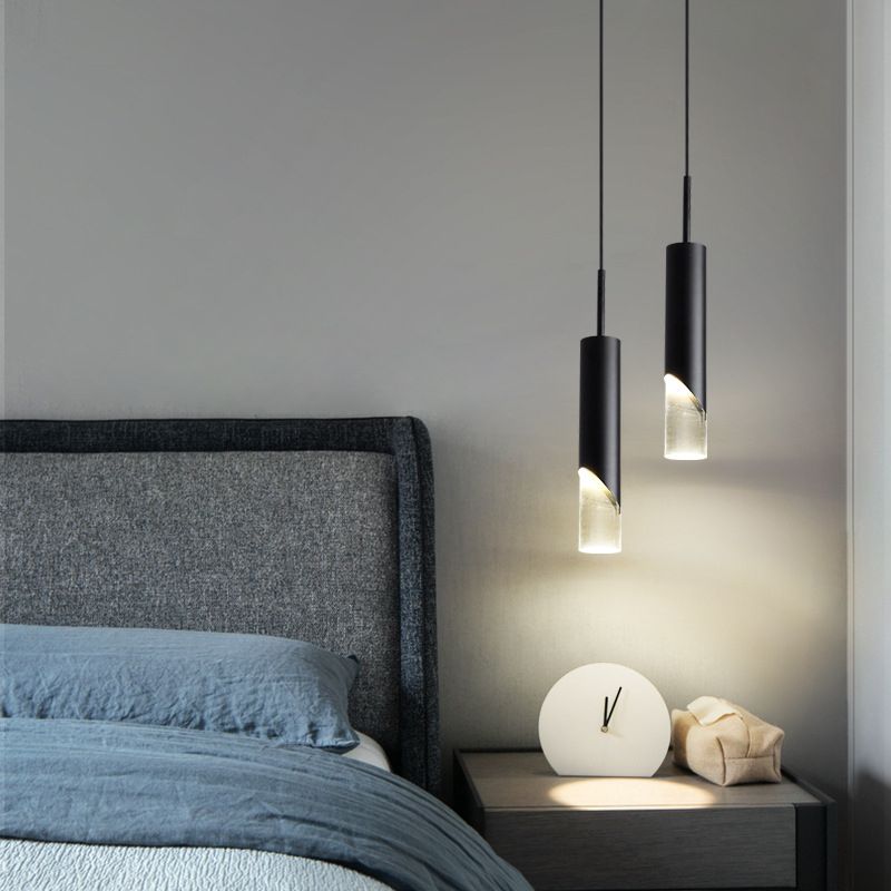 Cylinder Pendant Ceiling Light Minimalist Acrylic LED Hanging Pendant Light for Bedroom