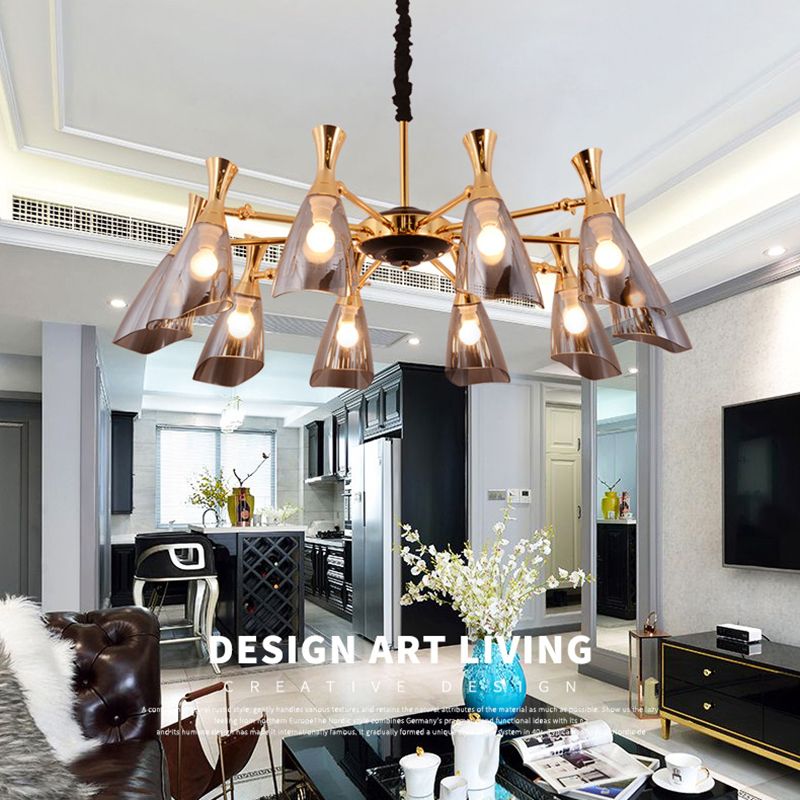 Postmodern 10 CHANDELIER LIGHTES ACCULTURS METAL ET VERRE PROSIDE CHANDELIER POUR CAFE