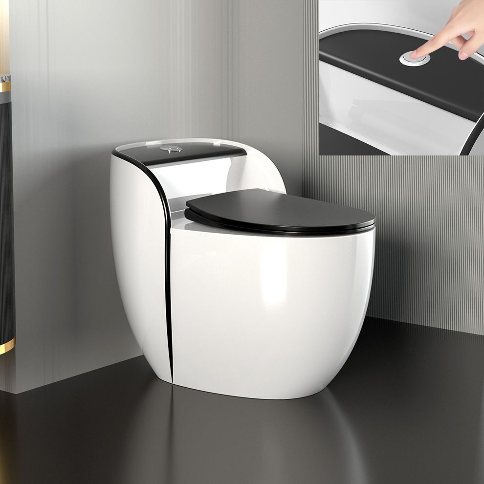 Modern Flush Toilet Ceramic Round-Front One-Piece Toilet with Slow Close Seat