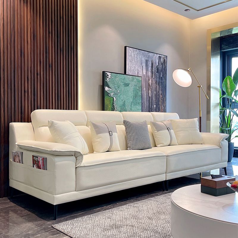 Contemporary Stain-Resistant Faux Leather Sofa Pillow Top Arm Sectional