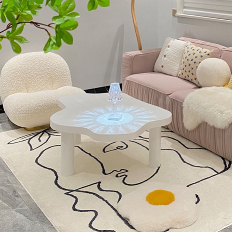 Nordic Cocktail Table 3 Legs Solid Wood Free Form Single Coffee Table