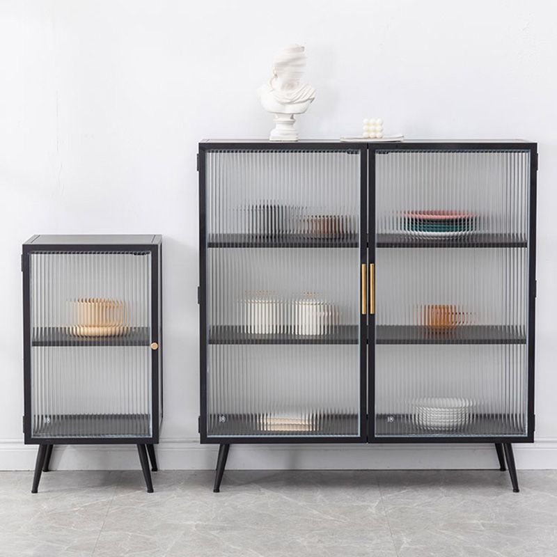Modern Metal Sideboard Cabinet Home Storage Sideboard with Glass Door
