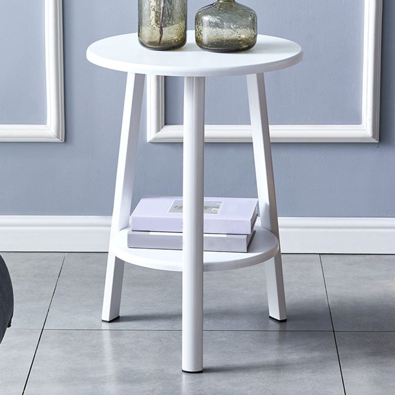 3 Legs Round Side End Table Wood Side End Table with Storage