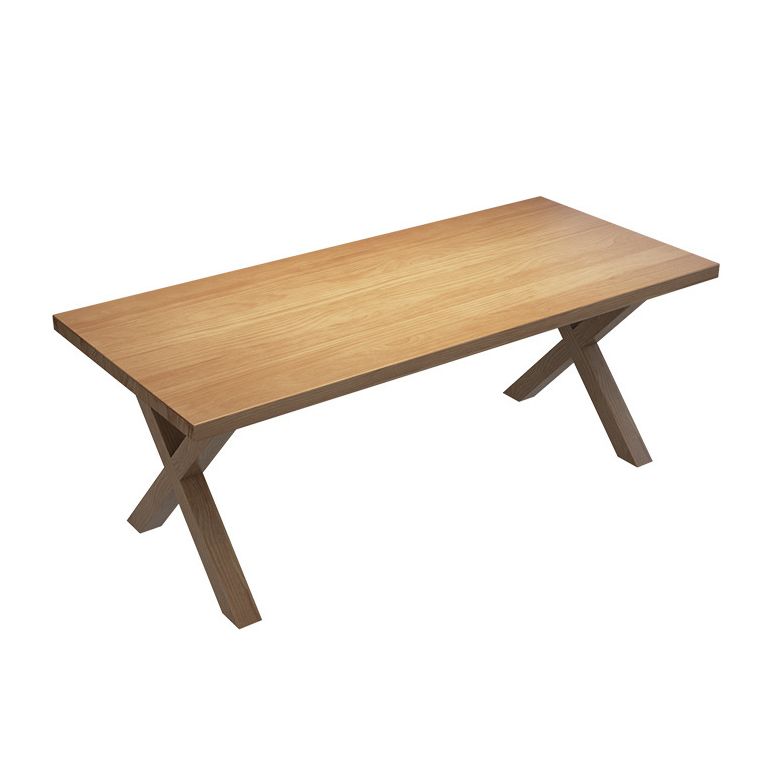 Industrial Dinner Table Rectangle Solid Wood Dinette Table in Brown