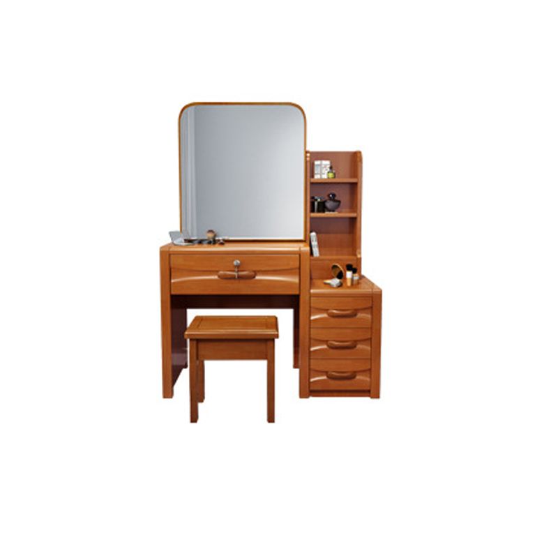 Traditional Style 17.71" Wide Solid Wood Vanity Makeup Table with Drawers
