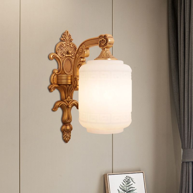 1 Kopf Opalglas Wand Licht traditionelle Messinnen Laternen Schatten Wandleuchte Beleuchtung für Wohnzimmer