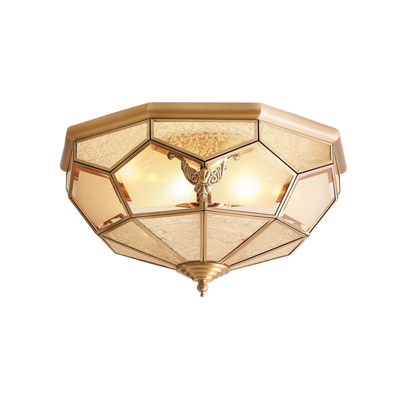 Luminaire encastré traditionnel en verre pour chambre à coucher, plafonnier en laiton