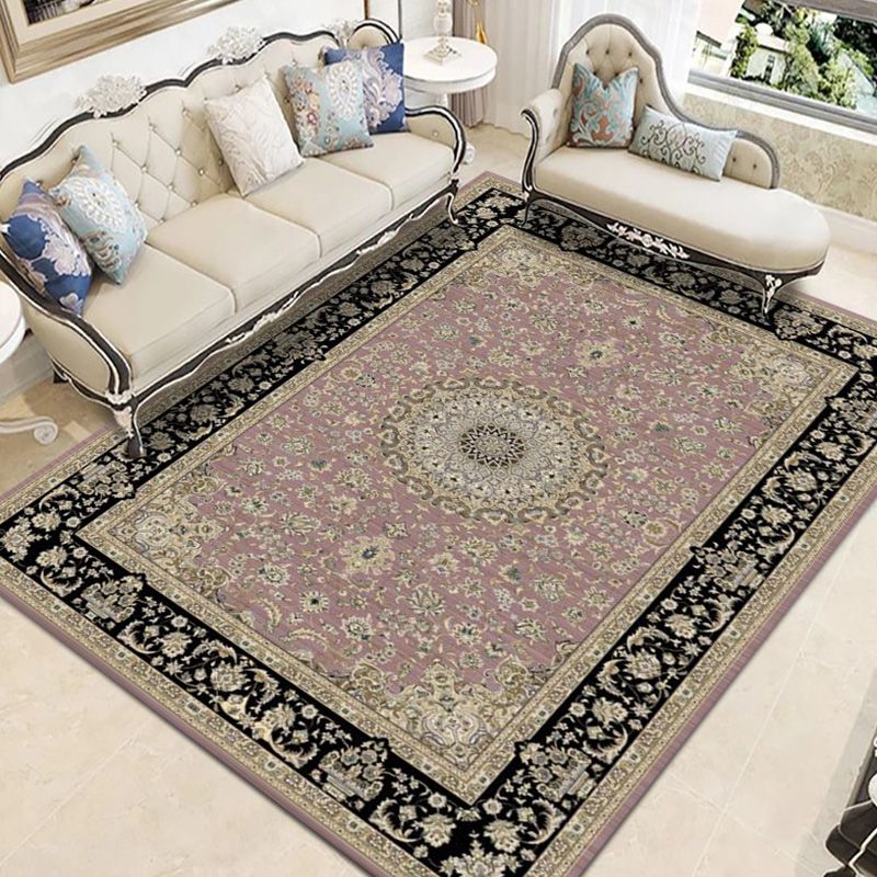 Moroccan Medallion Pattern Rug Polyester Carpet Stain Resistant Area Carpet for Home Decoration